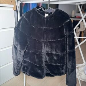 H&M Black Faux Fur Jacket